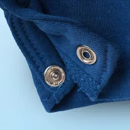 Babyhug Interlock Knit Half Sleeves Romper with Animal Print - Navy Blue & White image 5