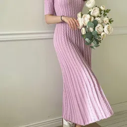 miss mosa by akanksha Alamode By Akanksha Pink Unibic Knitted Dress-picture-39