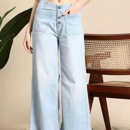 Mast & Harbour Women Wide Leg High-Rise Cotton Jeans-picture-36