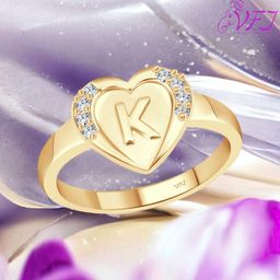 Vighnaharta Gold Plated CZ Studded K Alphabet Adjustable Finger Ring-picture-2