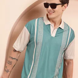 Mast & Harbour Striped Polo Collar Relaxed Fit T-shirt-picture-29