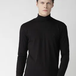 CHKOKKO Men Black Solid High Neck T-shirt-picture-22