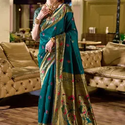 Suha Teal Art Silk Sarees-image-69