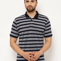 EPPE Men Grey & Black Striped Polo Collar T-shirt-picture-23