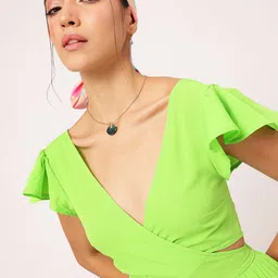 DressBerry Tinsel Temptation Cut-Out Smocked Wrap A-Line Mini Dress-picture-16