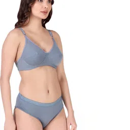 samvar Women Blue,Pink Cotton Bra Panty Set for Lingerie Set Undergarments Pack of 2 image 5