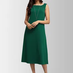 FableStreet Women Solid Green A-Line Dress-image-37