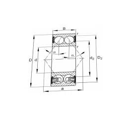 FAG Domestic Double Row Angular Contact Ball Bearing, Inner Dia 25 mm, Outer Dia 62 mm, Width 25.4 mm, 3305-BD-XL-2HRS-TVH image 2