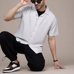 The Roadster Life Co. Self-Design Textured Drop-Shoulder Relaxed Fit Casual Shirt image 5