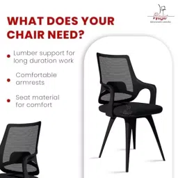 Rose Mono 56D x 56W x 97H cm Mesh Mid-Back Ergonomic Visitor Chair with Nylon Legs, Black image 2