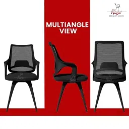 Rose Mono 56D x 56W x 97H cm Mesh Mid-Back Ergonomic Visitor Chair with Nylon Legs, Black image 4