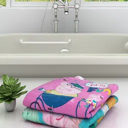 Athom Trendz Unisex Kids Set Of 2 Peppa Pig Printed 350 GSM Pure Cotton Medium Bath Towels-picture-35