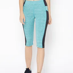 Chkokko Women Blue & Black Solid Tight Fit Training Capris-picture-17