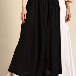 TAG 7 Women Black & White Solid Flared Palazzos-picture-10