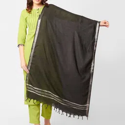 Dupatta Bazaar Black Linen Dupatta with Zari-picture-39