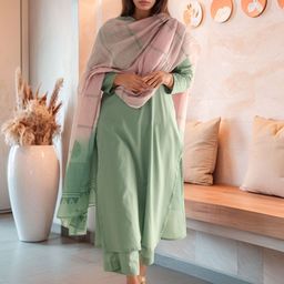 GoSriKi Notch Neck Straight Kurta & Palazzos With Dupatta-picture-15