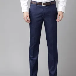 Park Avenue Men Checked Super Slim Fit Formal Trousers-image-12