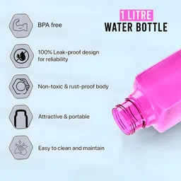 Kuber Industries Pink Set of 6 Plastic Solid Water Bottle image 4