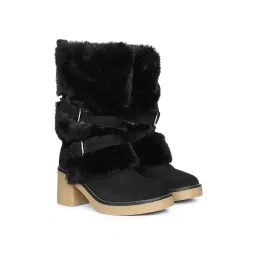 Saint G Women Black Suede Leather Buckle Boots image 1
