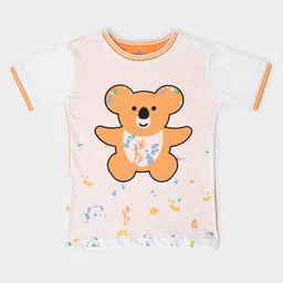 Mi Arcus Unisex Cotton Half Sleeves Bear Print Tee Orange-picture-40