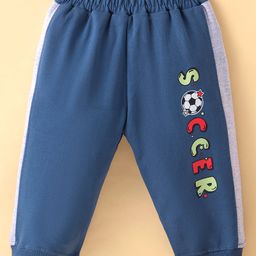 Tango Single Jersey Full Length Lounge Pant With Soccer Text Print - Blue-picture-0