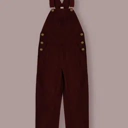 cherry crumble by nitt hyman Cherry Crumble By Nitt Cotton Woven Sleeveless Solid Dungaree - Maroon-picture-27