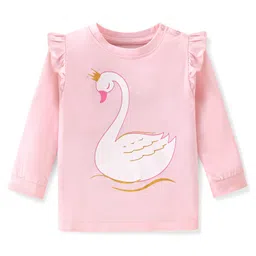 Babyoye Eco Conscious Cotton Modal Full Sleeves Night Suit Duck Print - Pink image 2
