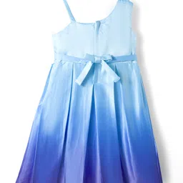 kookie kids india Kookie Kids Ombre Effect Pleated One Shoulder Dress With Bow Applique - Blue image 2