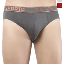 Sporto by Macho Pack Of 3 Men Cotton Mid-Rise Basic Briefs-image-76
