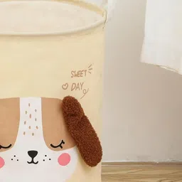 HOUSE OF QUIRK Brown & Beige Printed Cotton Laundry Bag image 3