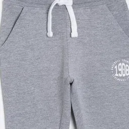 3PIN Cotton Baseball Champions Text Printed Jogger - Grey image 4