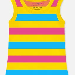 Trampoline Cotton Blend Pack Of 3 Sleeveless Heart Printed & Striped Tees - Multi Colour image 4