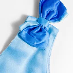 kookie kids india Kookie Kids Ombre Effect Pleated One Shoulder Dress With Bow Applique - Blue image 4