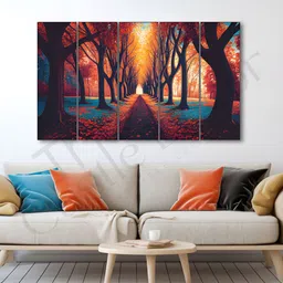 The Castle Decor Black & Pink 5 Piece Wood Other Wall Paintings-picture-38