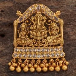 Kushal's Fashion Jewellery Gold-Plated 92.5 Pure Silver Artificial Stones Temple Pendants-picture-21
