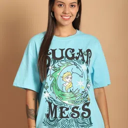 Metronaut Women Graphic Printed Round Neck Cotton Oversized T-shirt-image-38