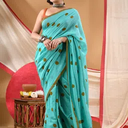 TANTLOOM Polka Dot Handloom Saree-picture-14