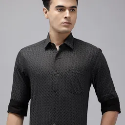 Arrow Pure Cotton Manhattan Slim Fit Geometric Printed Formal Shirt-picture-10