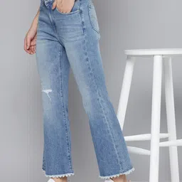 Levis Women Flared Mildly Distressed Light Fade Stretchable Jeans-image-82