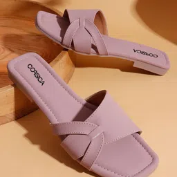 CORSICA Women Open Toe Flats with Slip On Closure-image-92