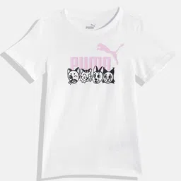 Puma Kids Pure Cotton Brand Logo Printed Regular Fit Essential+ T-shirt-image-20