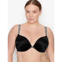victoria's secret intimates Victoria's Secret Black Very Sexy Bombshell Add-2-Cups Shine Strap Push-Up Bra (38D) image 1