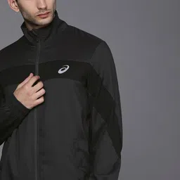 ASICS Men Charcoal Grey & Black Lightweight Sporty Running Jacket-picture-26