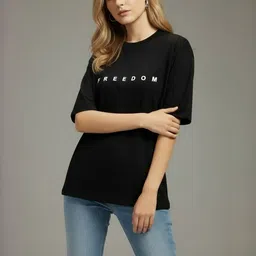 Calm Down Typography Printed Drop-Shoulder Sleeves Cotton T-shirt-picture-22