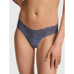 victoria's secret intimates Victoria's Secret PINK Wink Lace Thong Panty Blue image 1