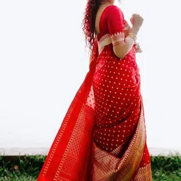 CaniBani Woven Design Zari Silk Blend Handloom Banarasi Saree image 3