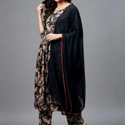 Machla Women Floral Printed Empire Pure Cotton Kurta & Palazzo With Dupatta image 2