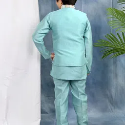 Sangria Boys Cotton Silk Kurta & Pyjama Set With Embroidered Waistcoat image 2