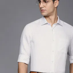 Louis Philippe Permapress Men White Classic Fit Tartan Checks Opaque Premium Cotton Wrinkle Free Formal Shirt-picture-14