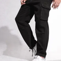 WROGN Men Loose Fit Pure Cotton Cargo Jeans-picture-11